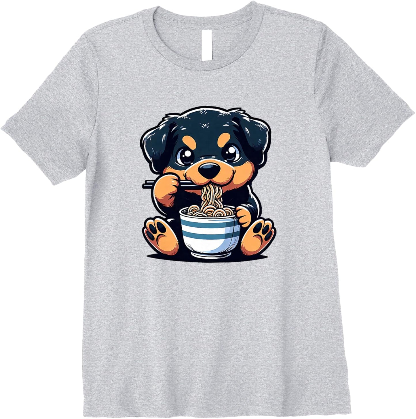 Dog Kawaii Eating Ramen Noodles Rottweiler Anime Premium