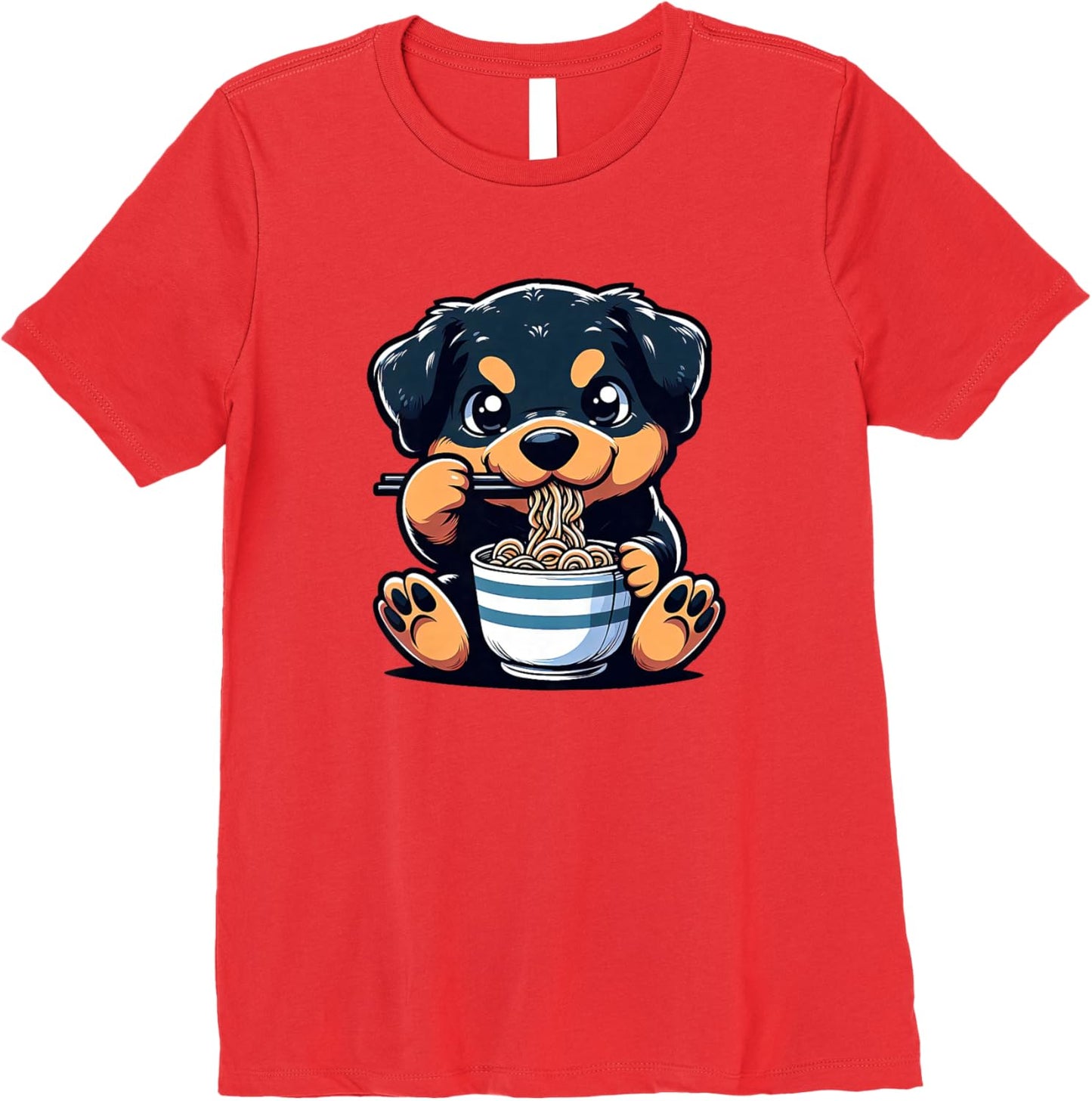 Dog Kawaii Eating Ramen Noodles Rottweiler Anime Premium