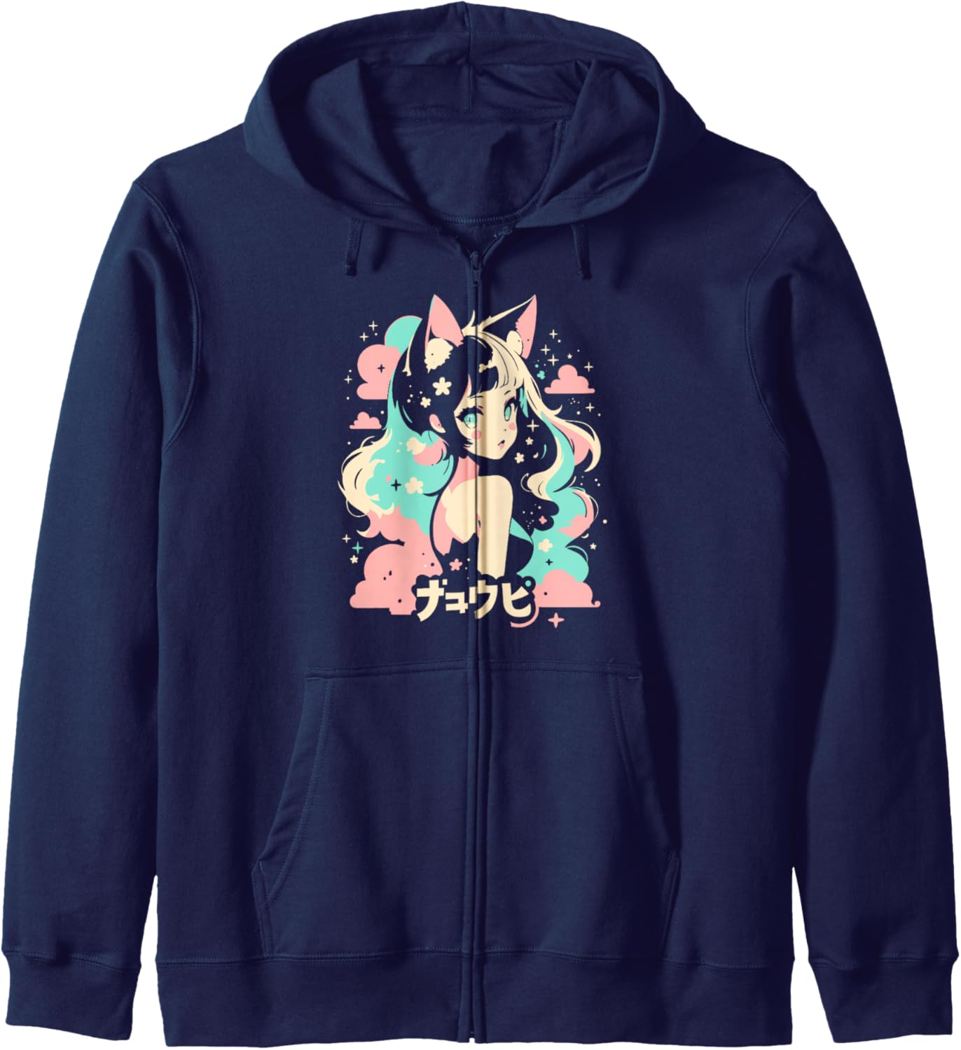 Anime Waifu Cute Anime manga Cat Girl Sweet Retro Japan Zip Hoodie