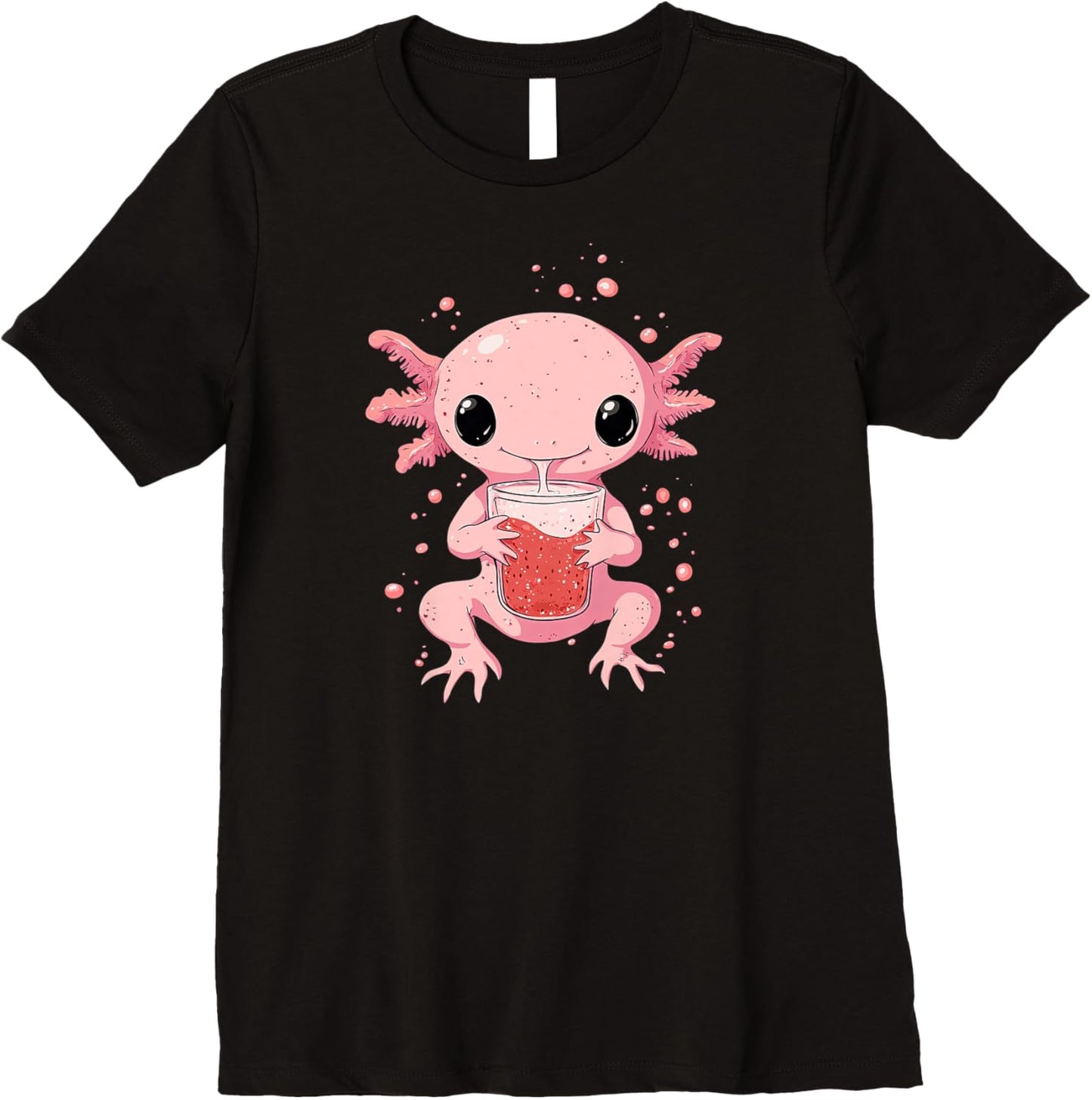 cute axolotl drinks bubble tea bubbletea anime kawaii Premium