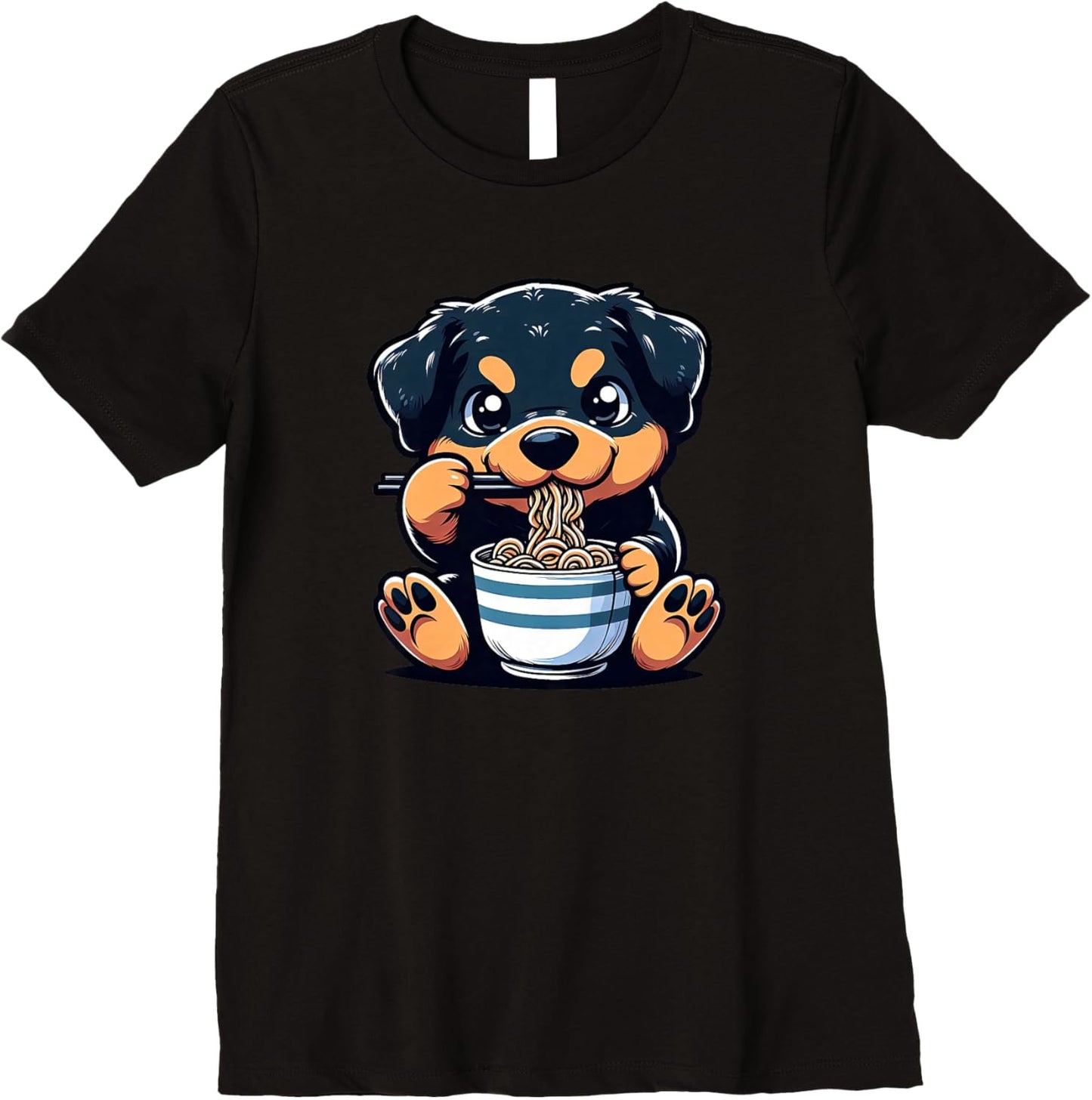 Dog Kawaii Eating Ramen Noodles Rottweiler Anime Premium