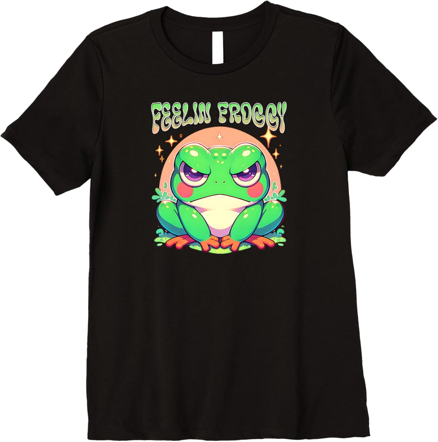 Grumpy Frog Feelin Froggy Cute Japanese Anime Style Girls Premium