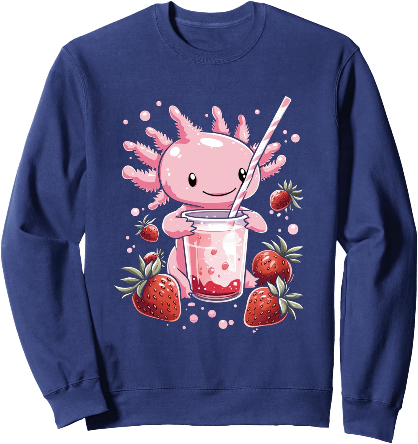 cute axolotl drinks bubble tea bubbletea anime kawaii Sweatshirt