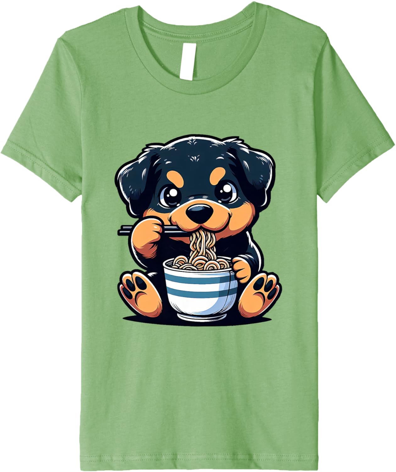 Dog Kawaii Eating Ramen Noodles Rottweiler Anime Premium