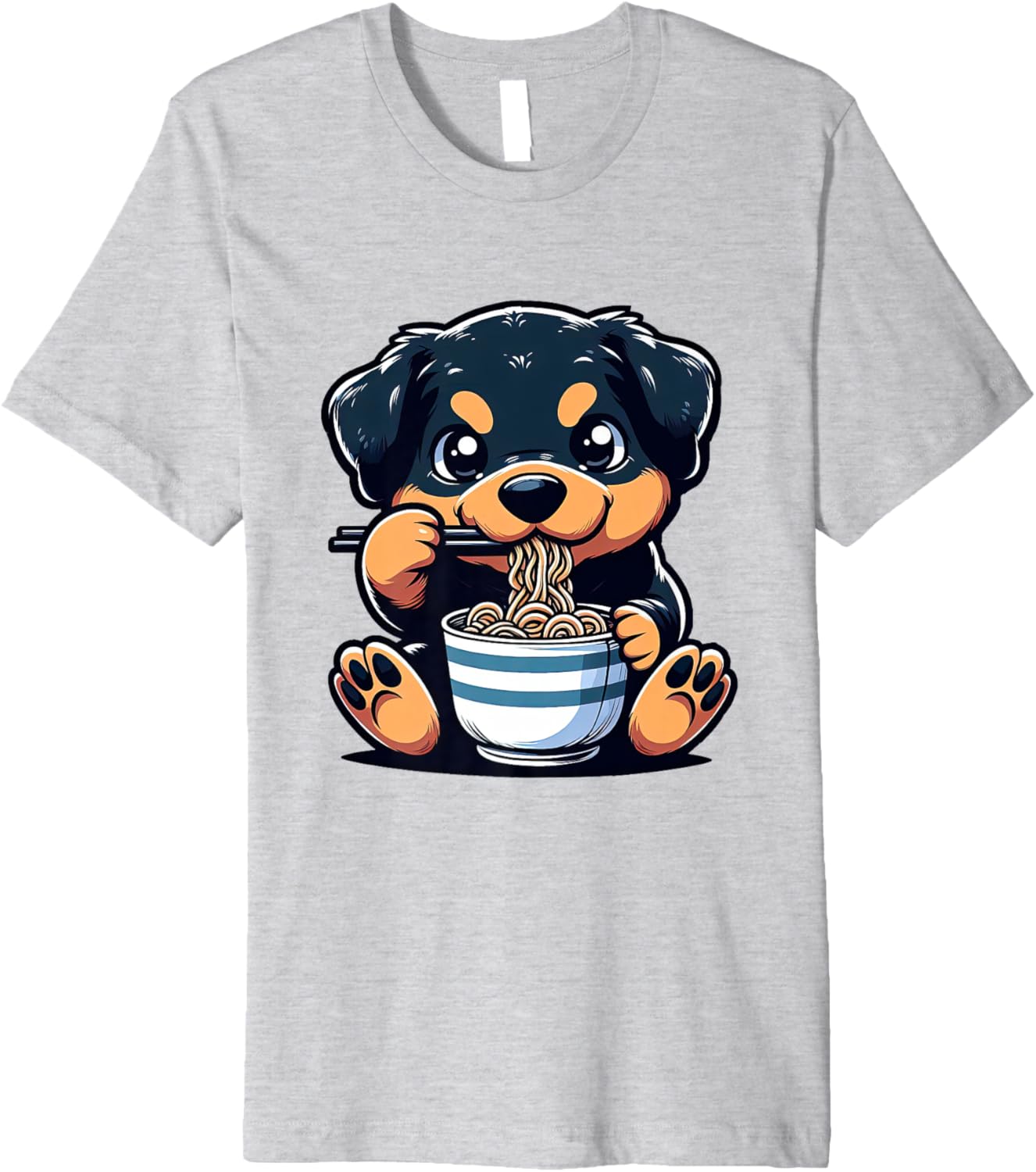 Dog Kawaii Eating Ramen Noodles Rottweiler Anime Premium