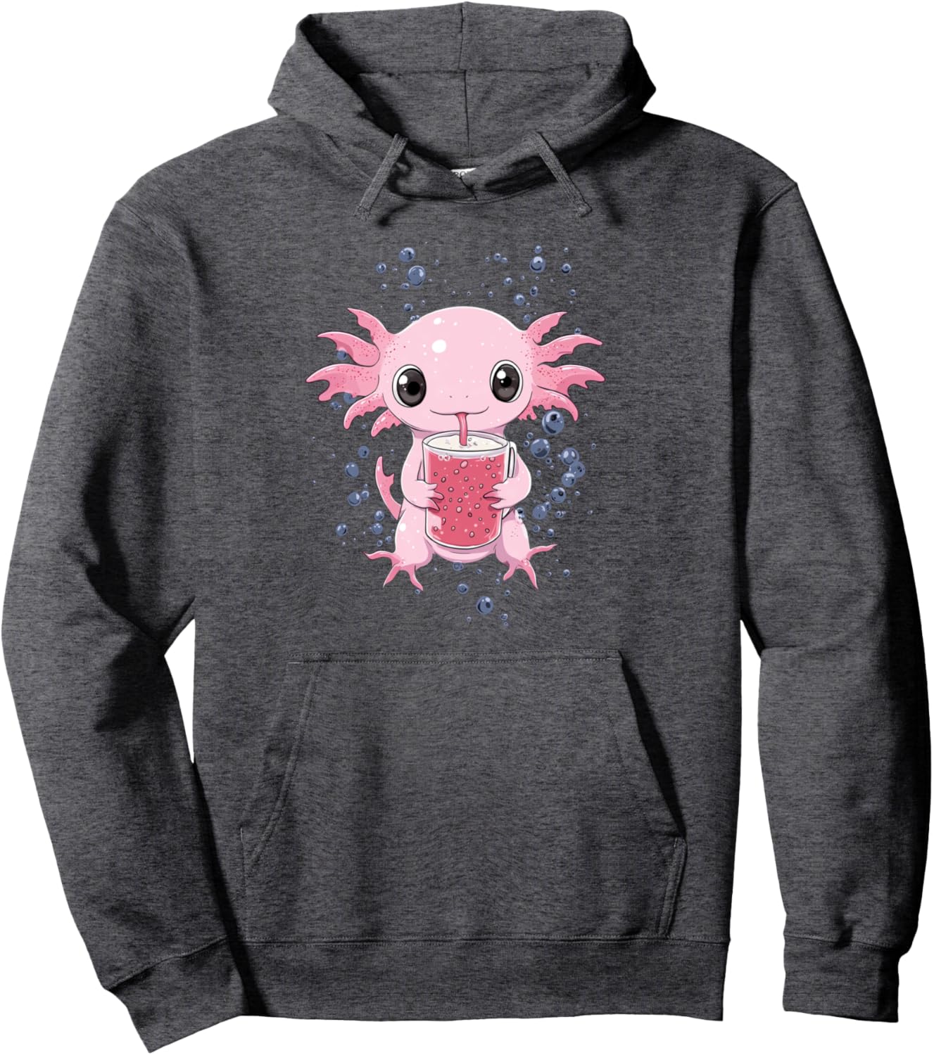 cute axolotl drinks bubble tea bubbletea anime kawaii Pullover Hoodie