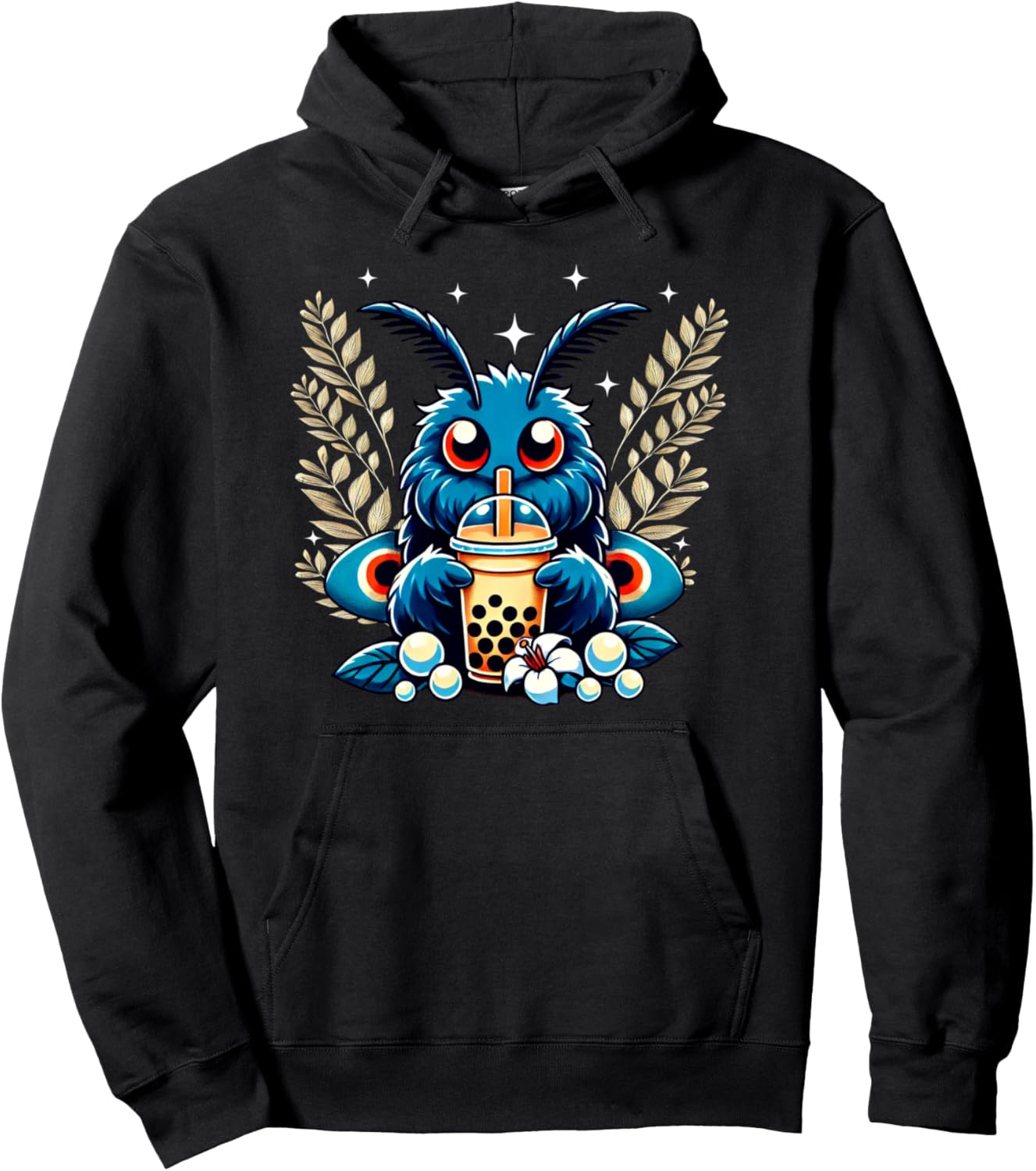 Mothman Bubble Tea Kawaii Japanese Anime Tea Drink Lover Pullover Hoodie