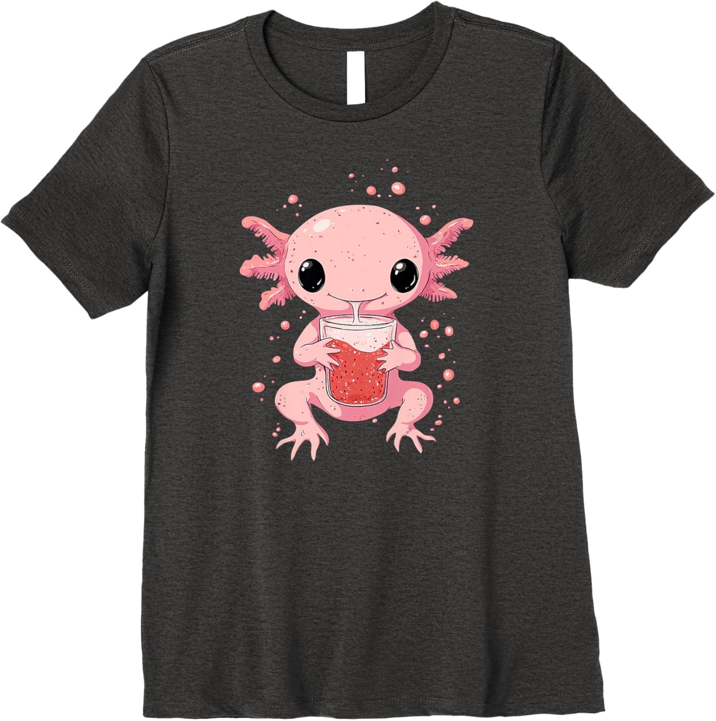 cute axolotl drinks bubble tea bubbletea anime kawaii Premium