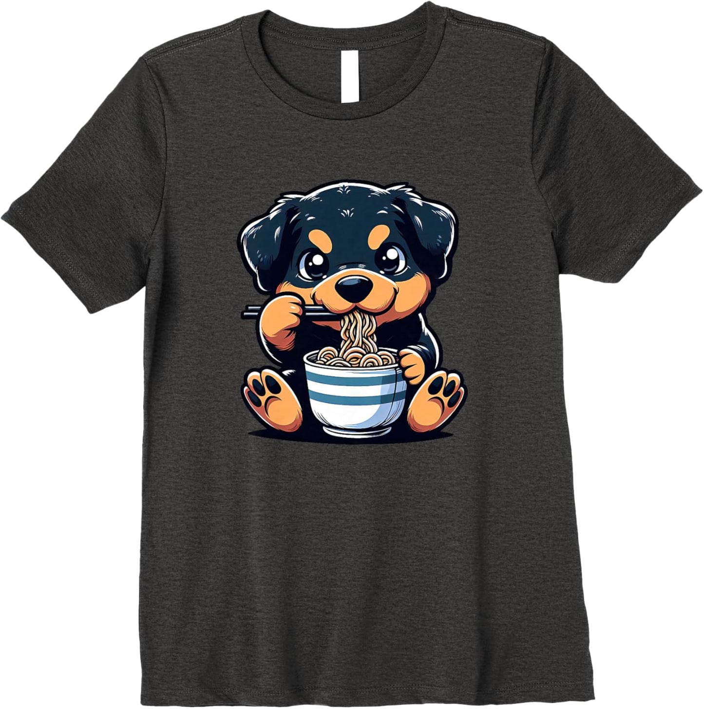 Dog Kawaii Eating Ramen Noodles Rottweiler Anime Premium