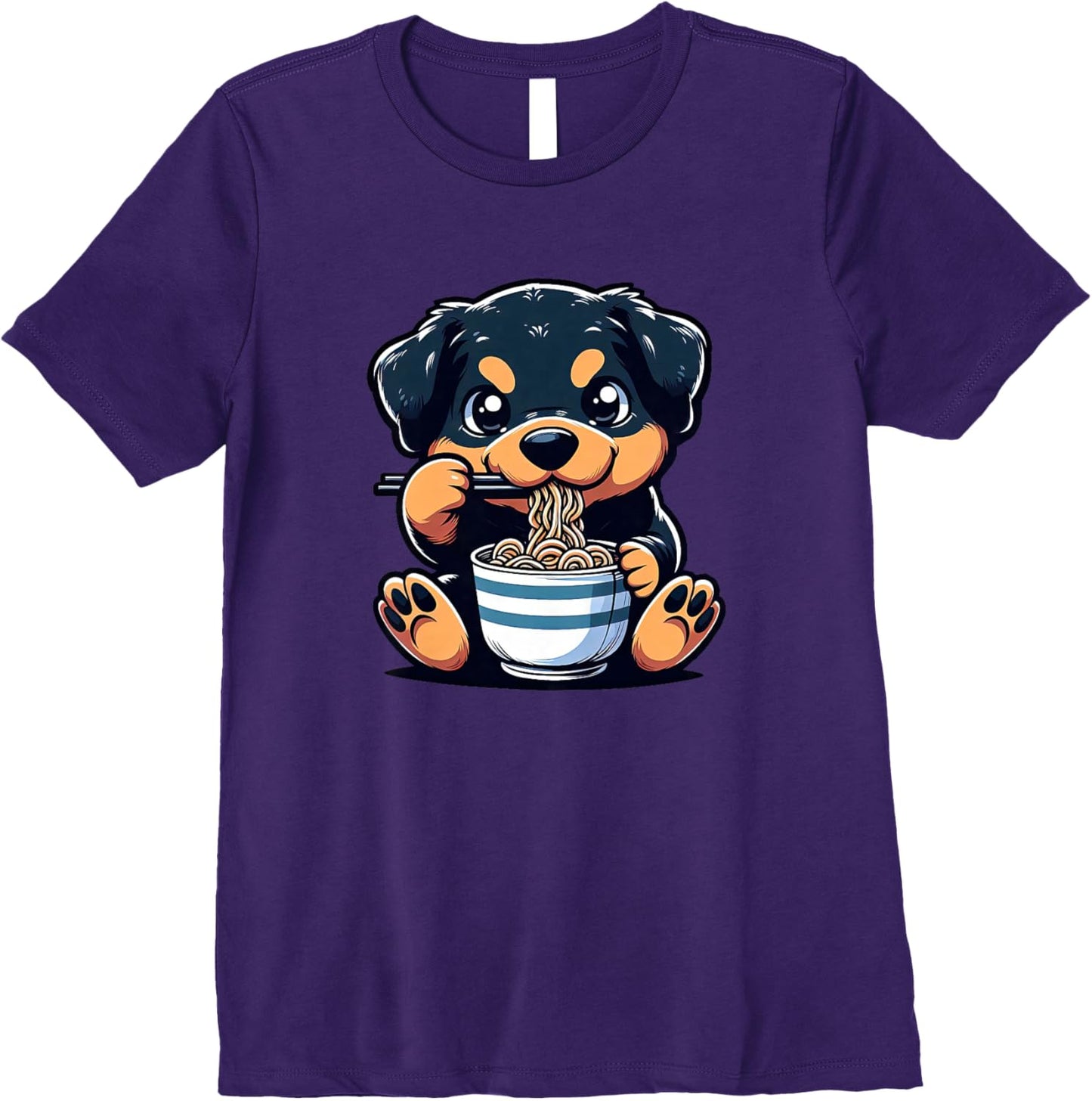 Dog Kawaii Eating Ramen Noodles Rottweiler Anime Premium
