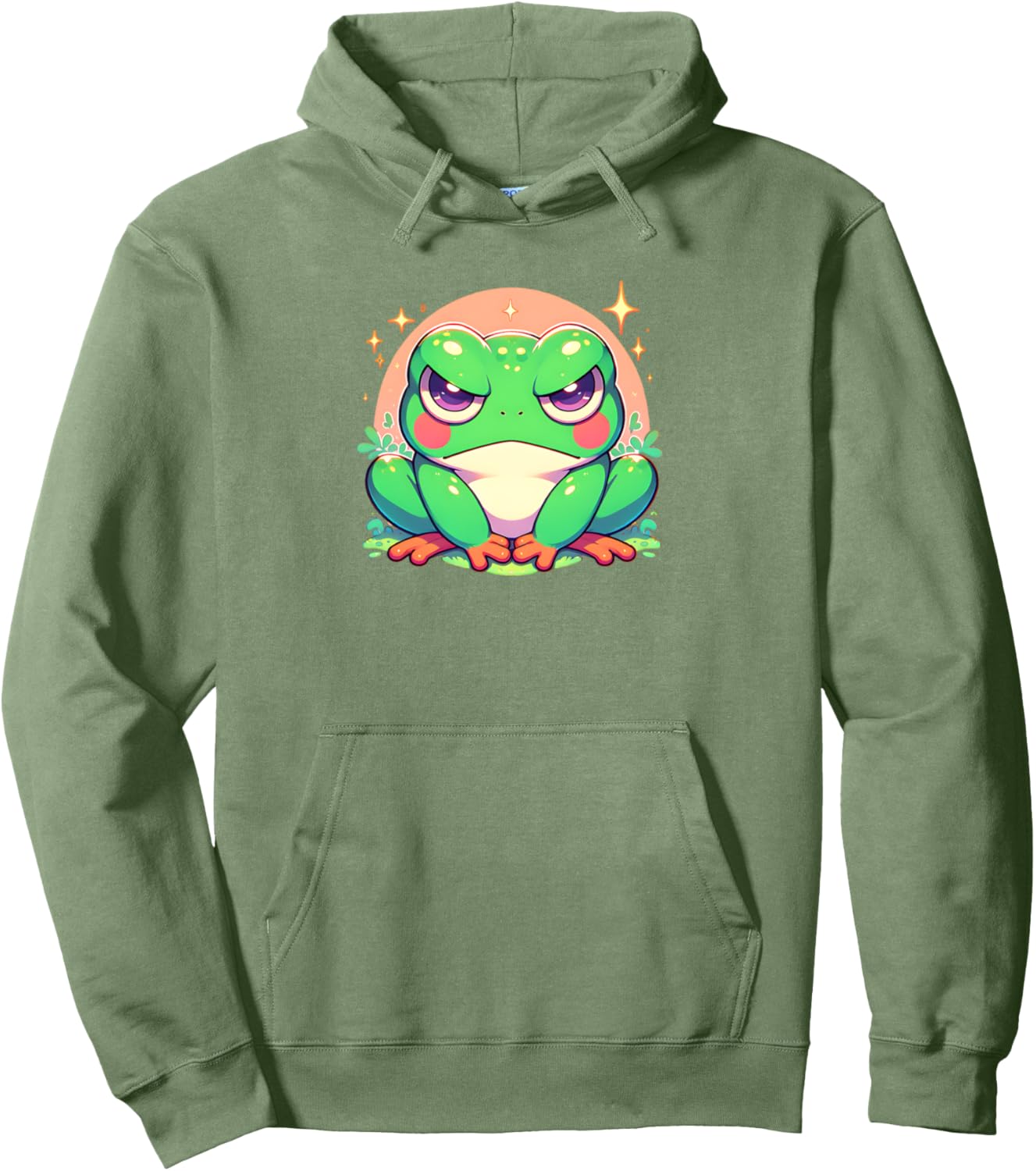 Grumpy Frog Cute Japanese Anime Style Girls Graphic Pullover Hoodie