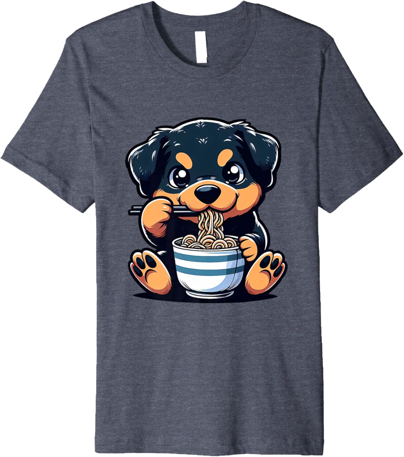 Dog Kawaii Eating Ramen Noodles Rottweiler Anime Premium