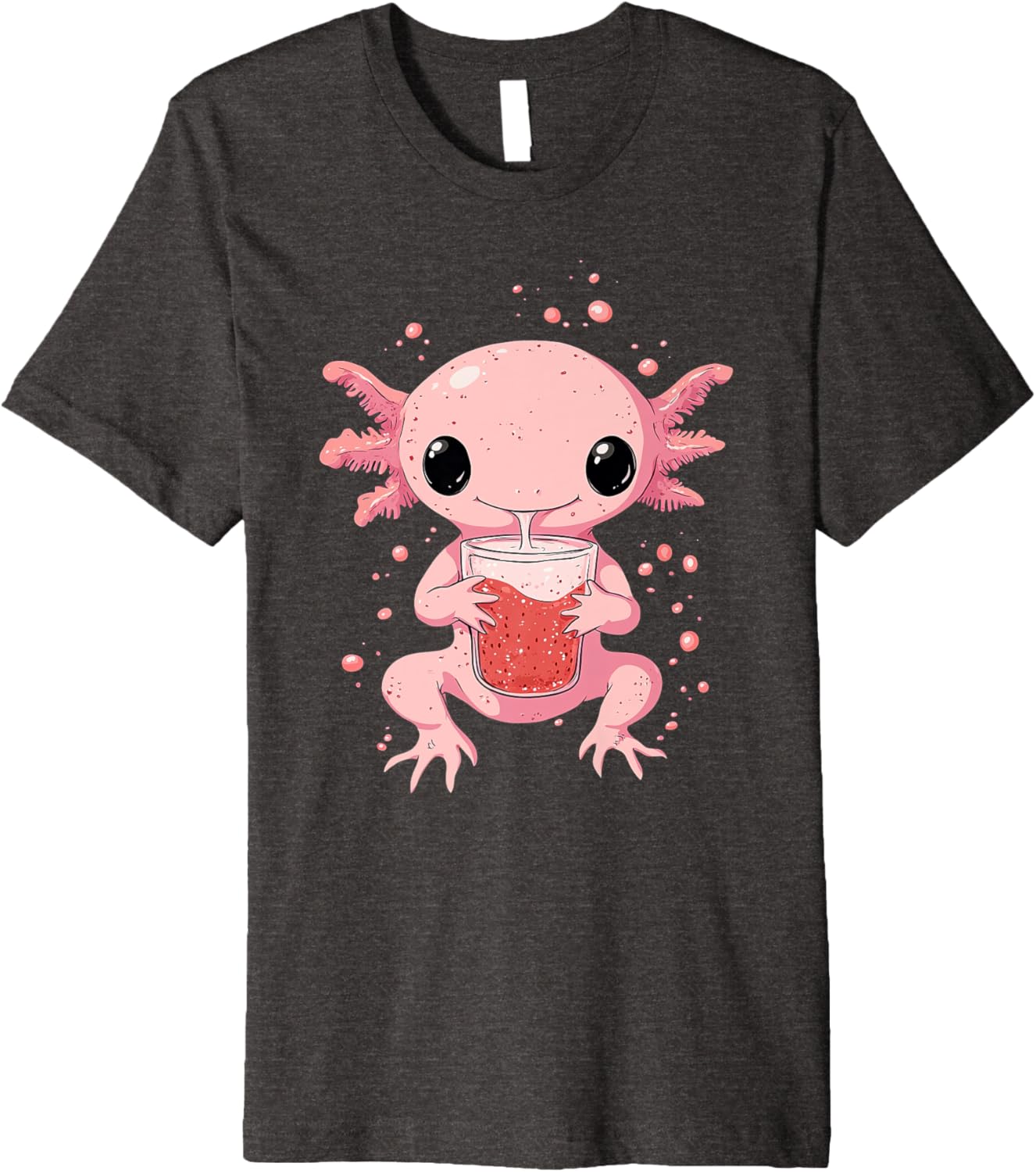 cute axolotl drinks bubble tea bubbletea anime kawaii Premium