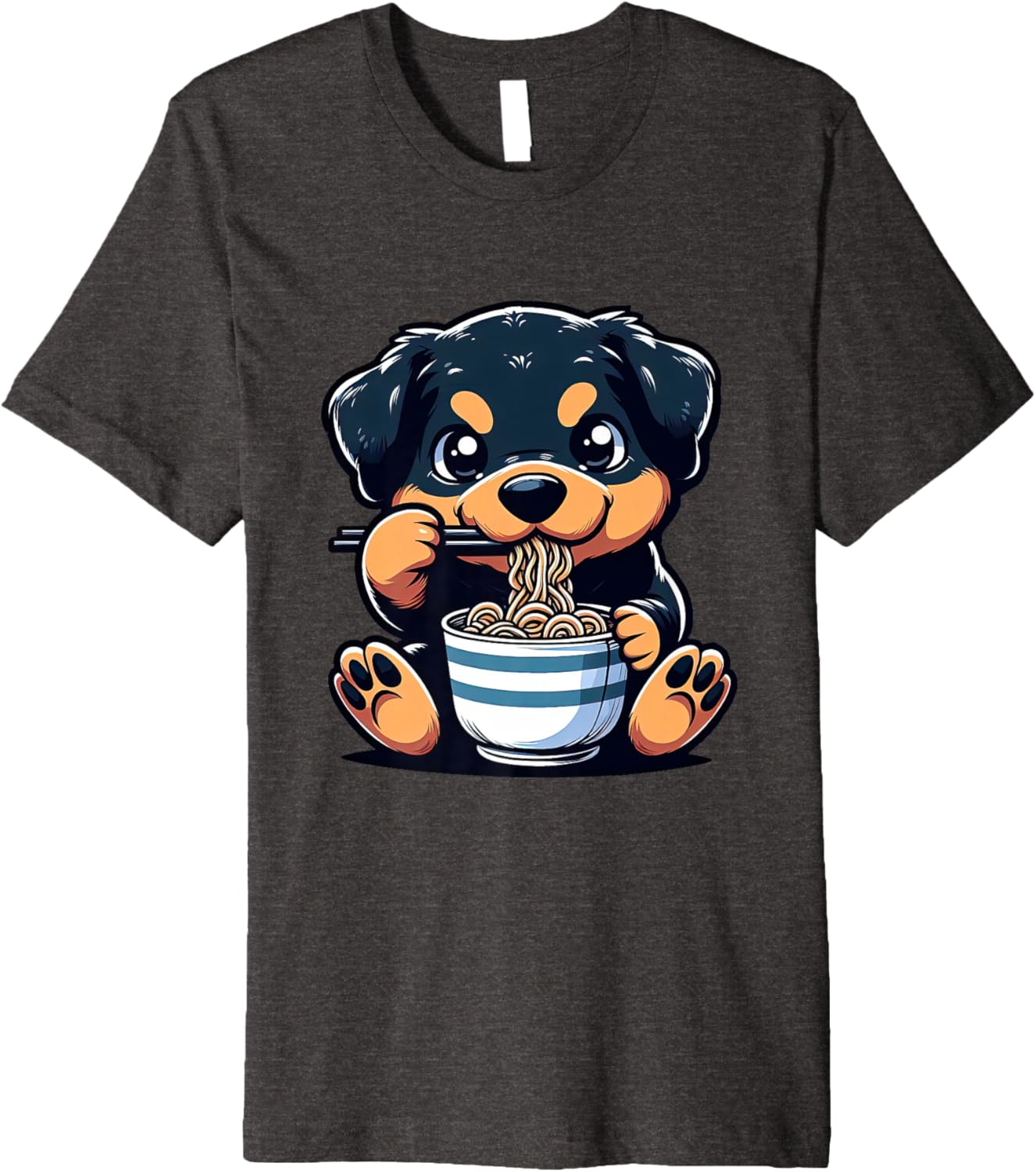 Dog Kawaii Eating Ramen Noodles Rottweiler Anime Premium