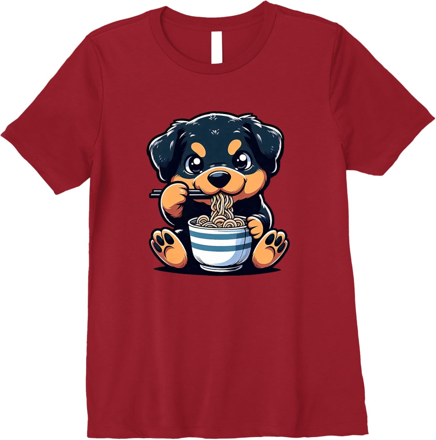 Dog Kawaii Eating Ramen Noodles Rottweiler Anime Premium