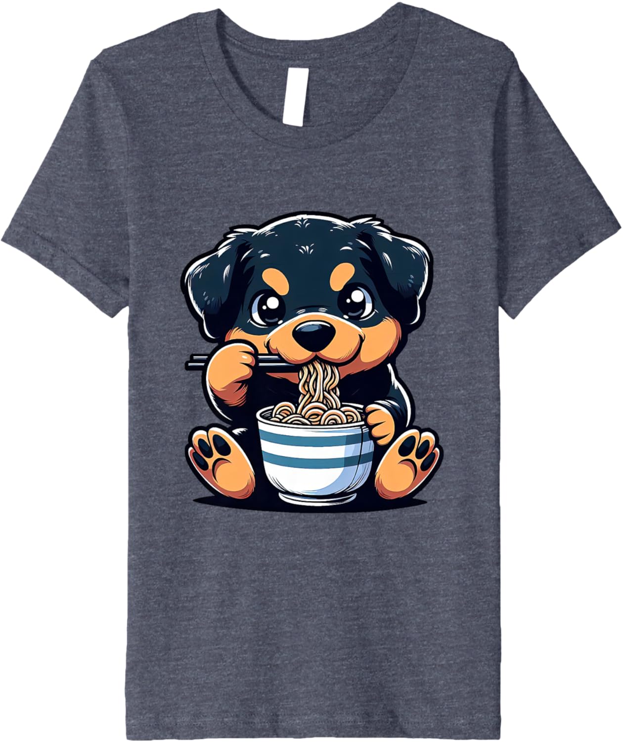 Dog Kawaii Eating Ramen Noodles Rottweiler Anime Premium