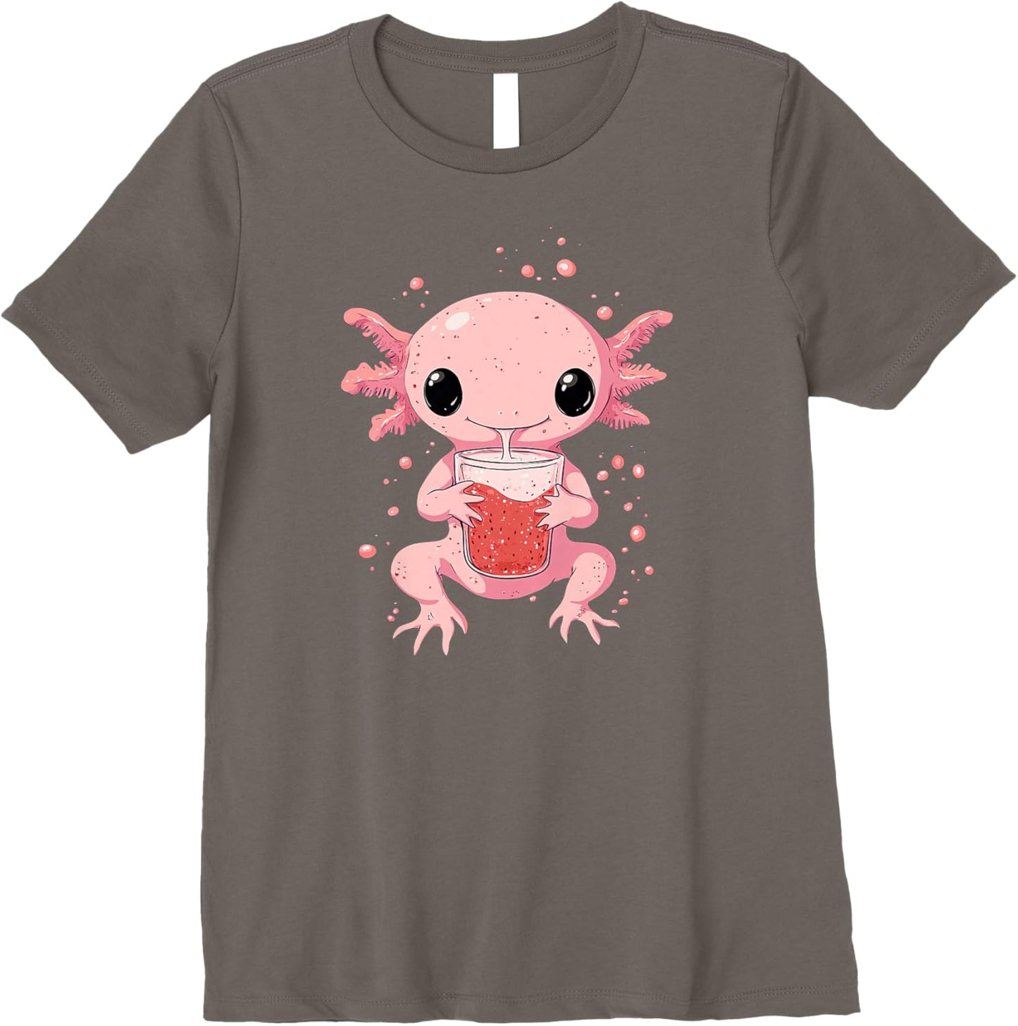 cute axolotl drinks bubble tea bubbletea anime kawaii Premium