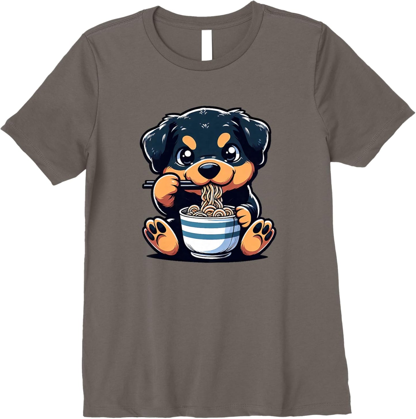 Dog Kawaii Eating Ramen Noodles Rottweiler Anime Premium