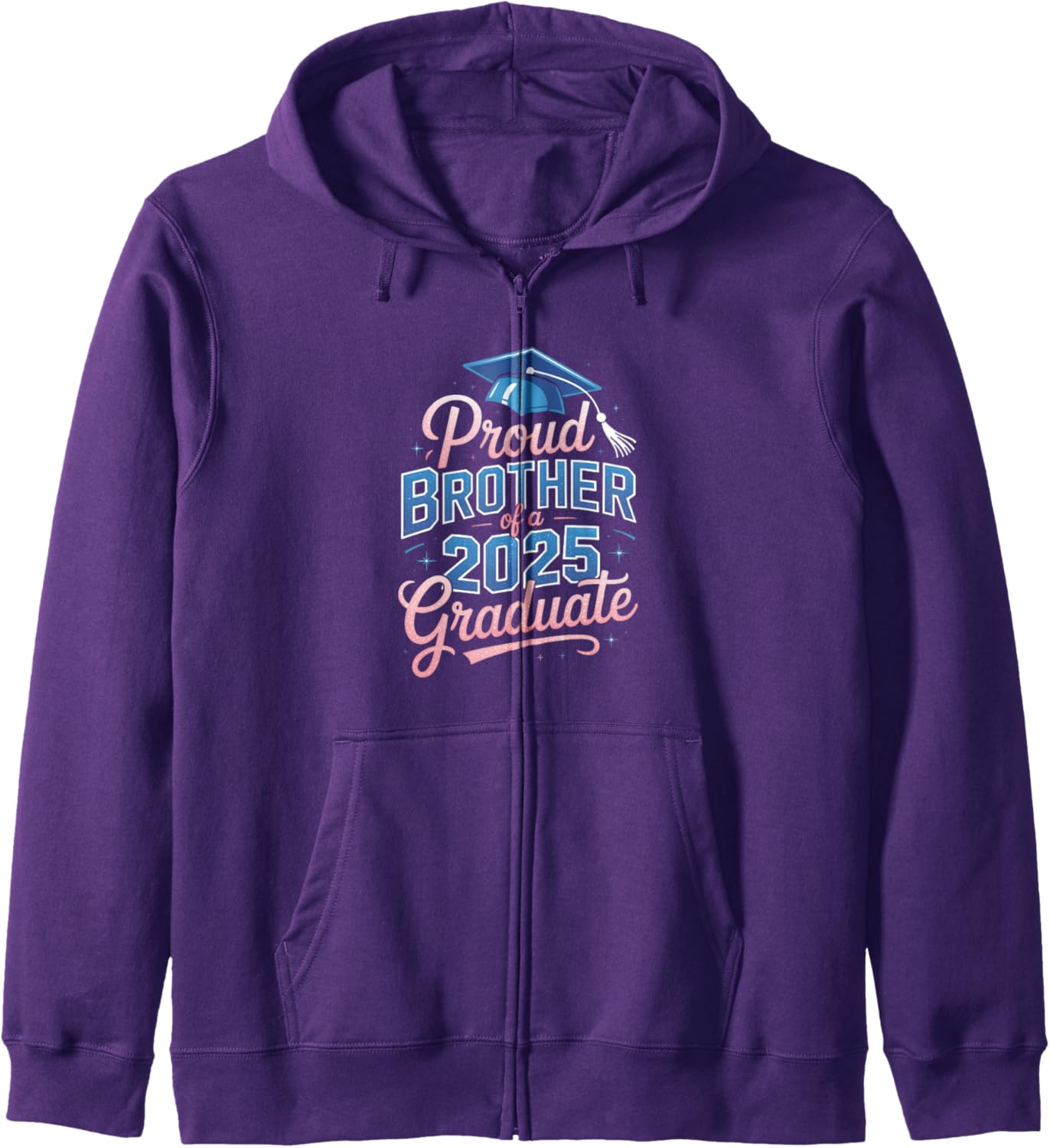 2025 Graduation Proud Brother Supportive Family Art Zip Hoodie