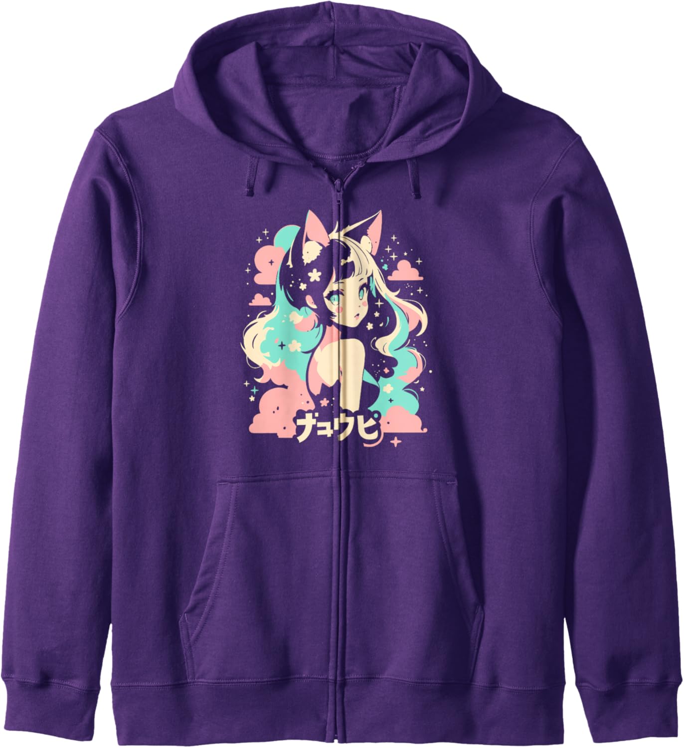 Anime Waifu Cute Anime manga Cat Girl Sweet Retro Japan Zip Hoodie