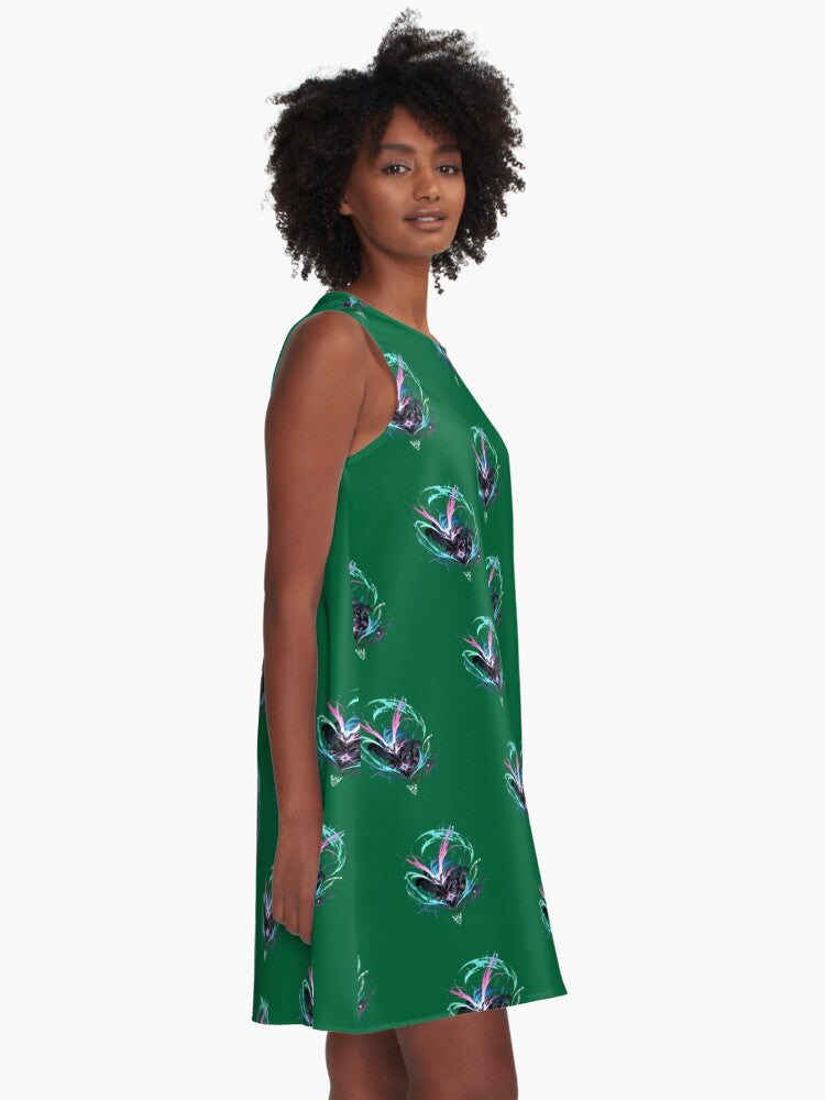 "Stylish and Cool Art Dragon"│green A-Line Dress