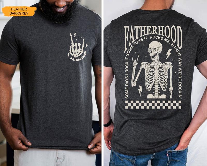 Fatherhood Shirt Dad Shirt Funny Skeleton Dad Shirt Rocker Dad Gifts Retro Fathers Day Shirt Gift For Husband Daddy Tee Cool Dad Shirt TK43GN