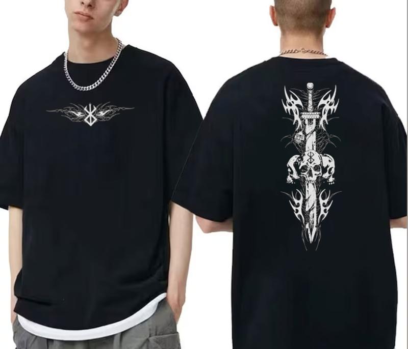 Berserk Vengeance Heavyweight T-Shirt Gym Pump Cover Anime T-shirts 2 Side Women Men Harajuku Tops Tees Berserk Guts Griffith Print Streetwear Hip Hop Tshirt Anime Gift Anime Shirt Gift For Fans Cotton Top Menswear Womenswear Gym Shirt. Unisex