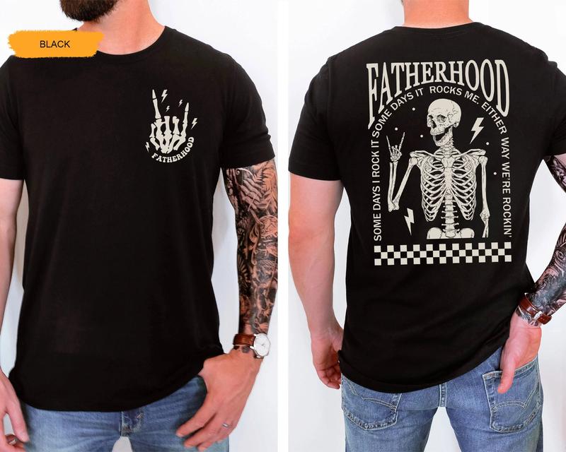 Fatherhood Shirt Dad Shirt Funny Skeleton Dad Shirt Rocker Dad Gifts Retro Fathers Day Shirt Gift For Husband Daddy Tee Cool Dad Shirt TK43GN