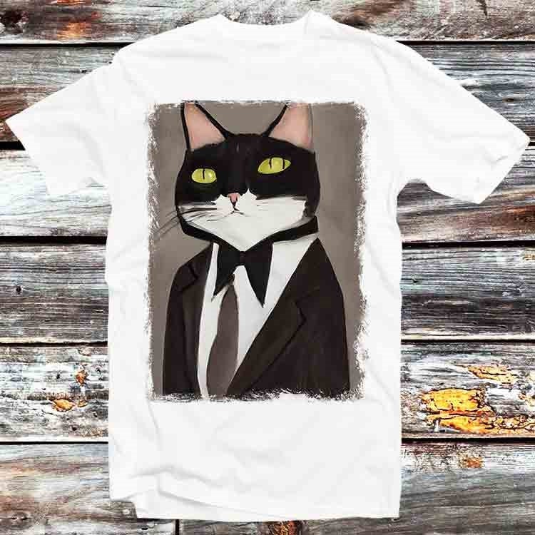 Boss Rich Cat Fancy Pants T Shirt Vintage Retro Cool Gift Mens Womens Unisex Cartoon Anime Top Tee B1021