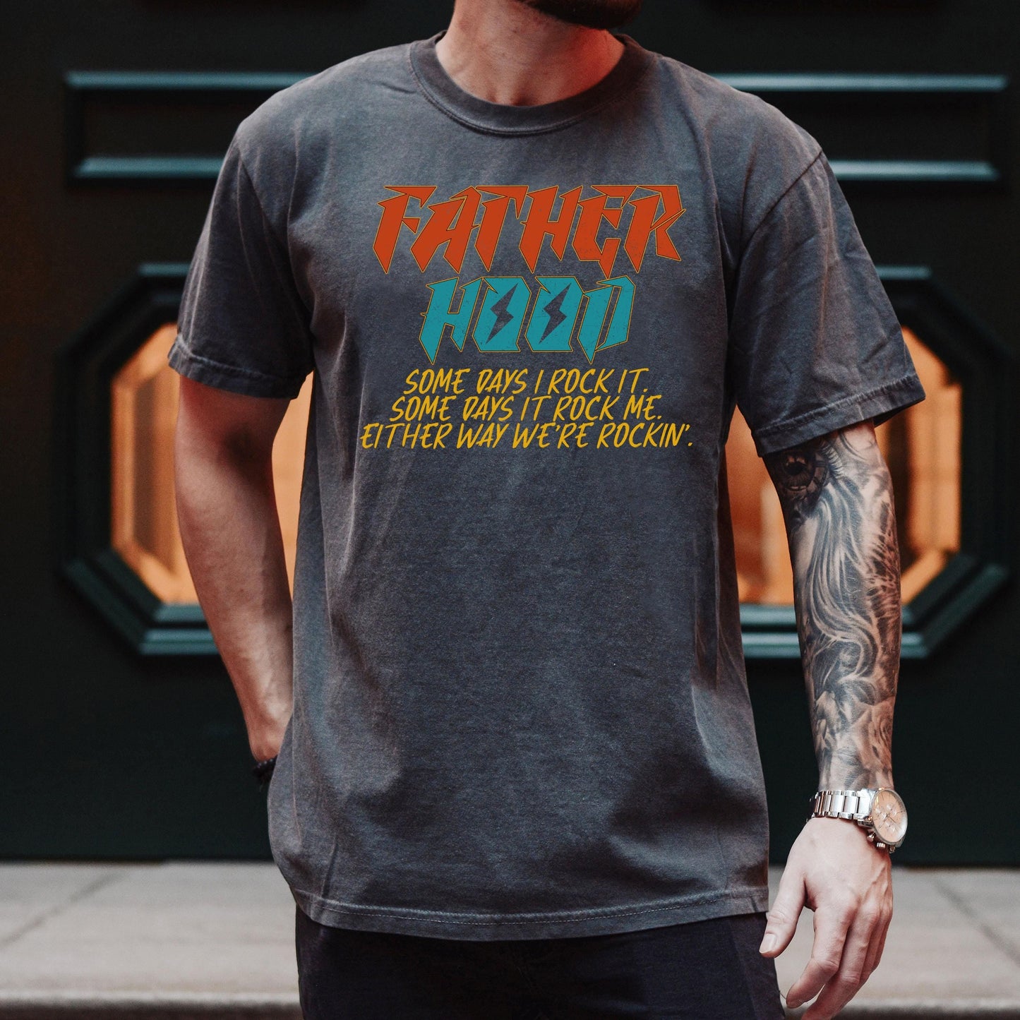 Fatherhood Shirt, Some Days I Rock It Shirt, Dad Shirt, Father Shirt, Some Days It Rocks Me, Either Way We're Rockin, Rocking Dad Shirt