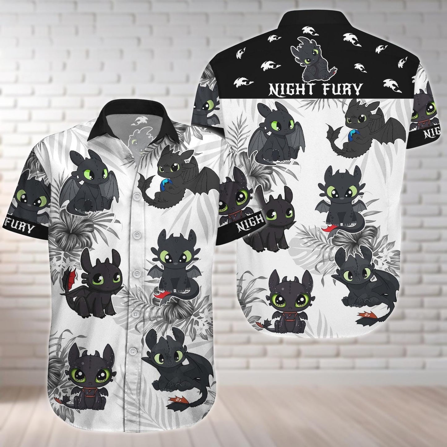 Toothless Button Shirt And Shorts, Disney Night Fury Hawaiian Shirt, How To Train Your Dragon Shirt, Swim Shorts, Summer Beach Shirt