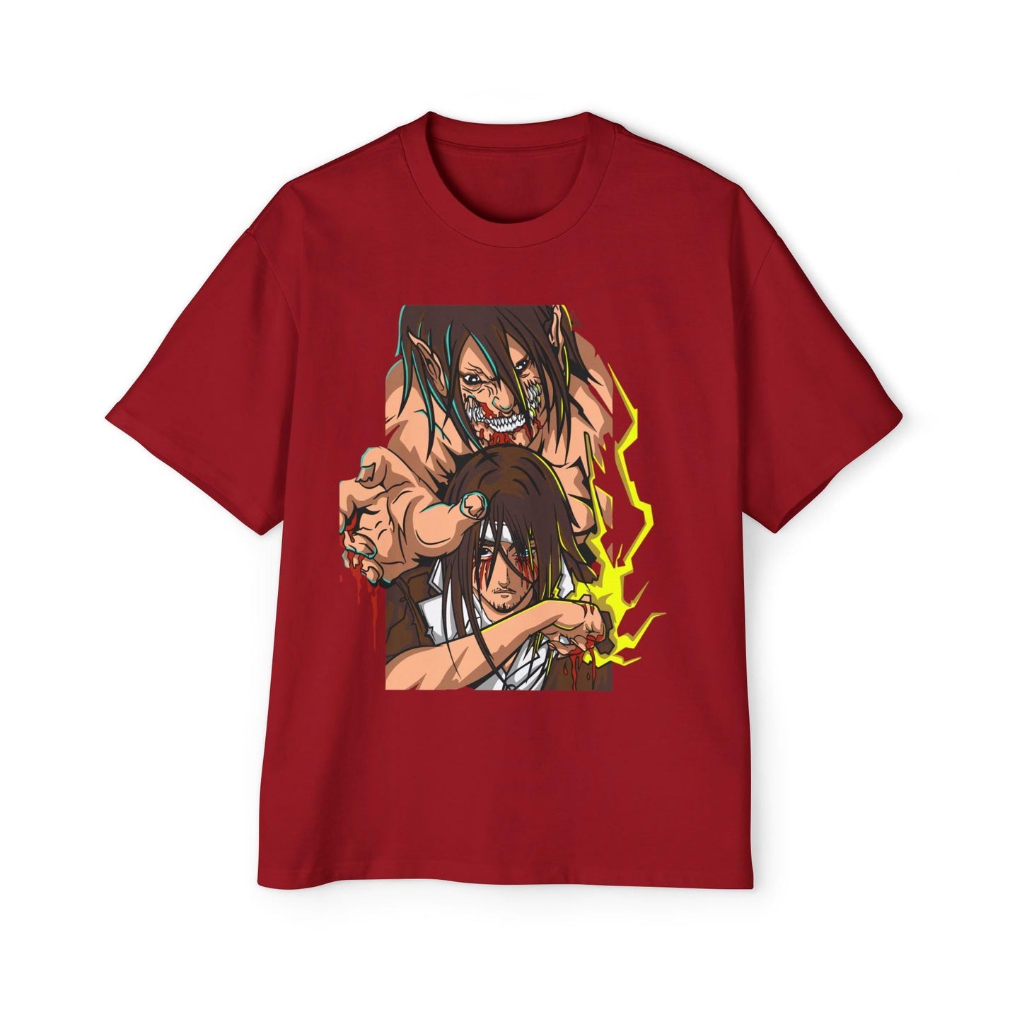 Attack on Titan Anime Men's Heavy Oversized Tee, Shingeki no Kyojin Shirt, Plus Size Japanese Manga Tshirt, Giant Titans Tee, Cosplay