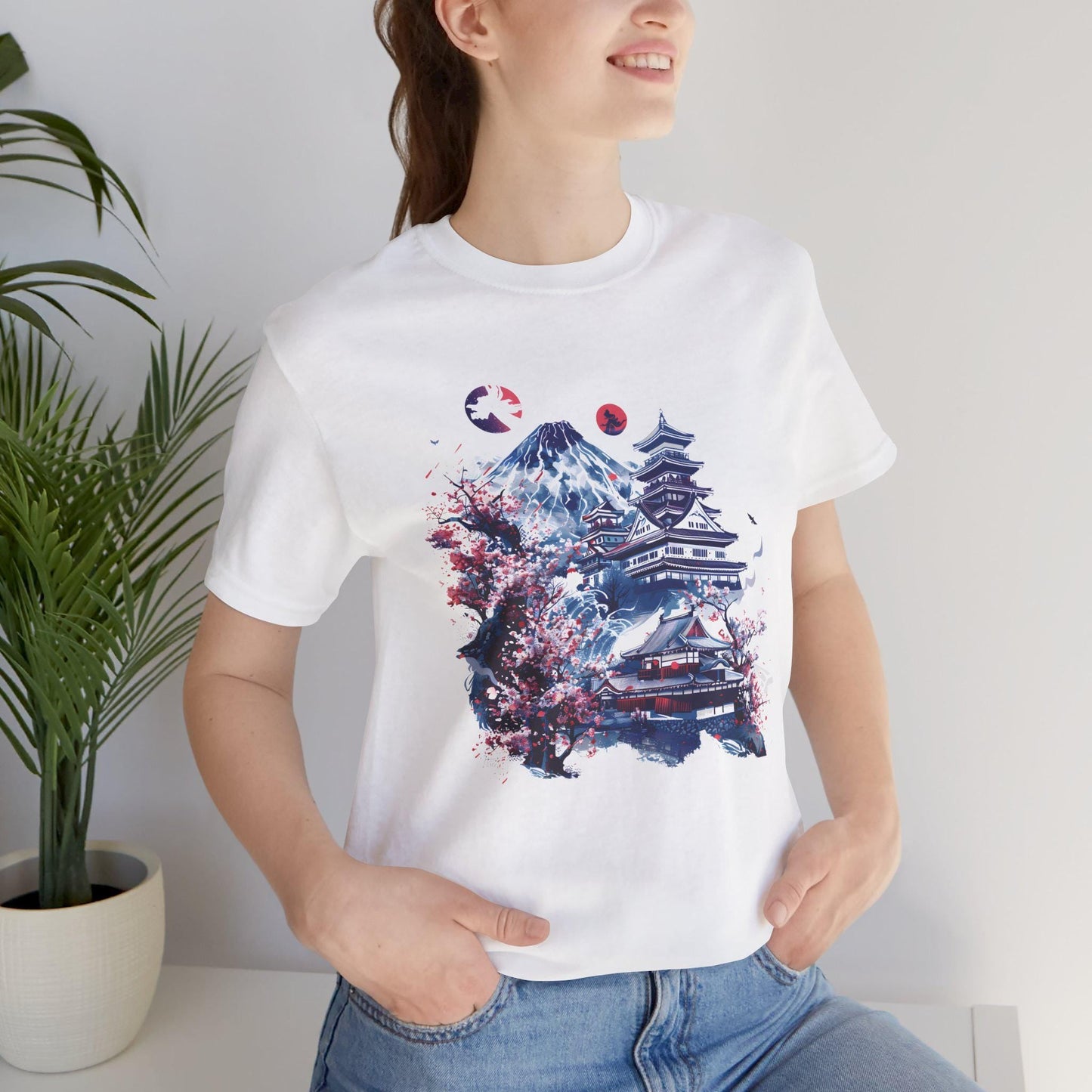 Anime-Inspired Japan Tee | Mount Fuji & Cherry Blossom Art | Aesthetic Japanese Graphic Shirt | Vintage Japan Streetwear