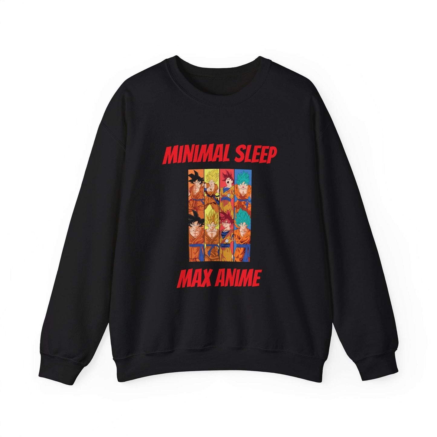 Anime Themed Crewneck Sweatshirt - Minimal Sleep Max Anime, Unisex Pullover, Cozy Gift for Anime Lovers, Casual Wear, Cartoon Sweatshirt