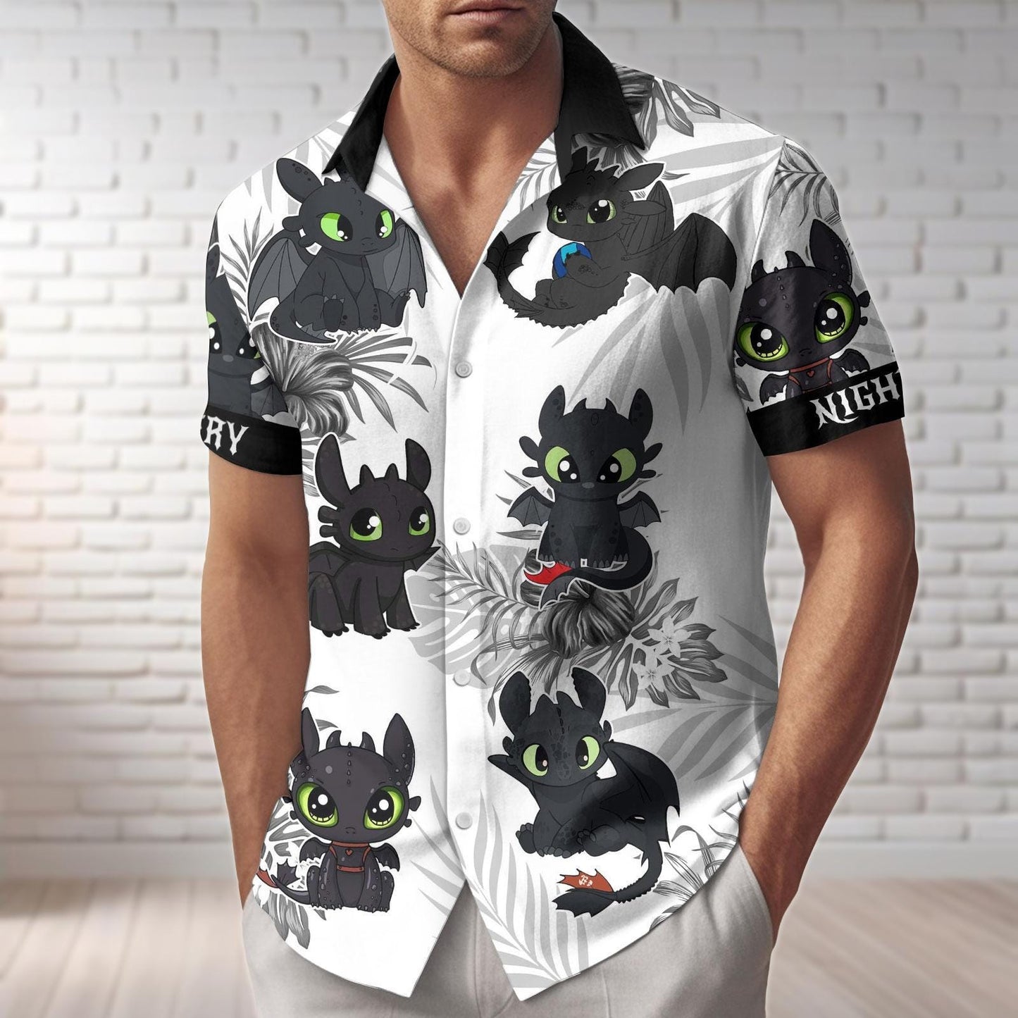 Toothless Button Shirt And Shorts, Disney Night Fury Hawaiian Shirt, How To Train Your Dragon Shirt, Swim Shorts, Summer Beach Shirt