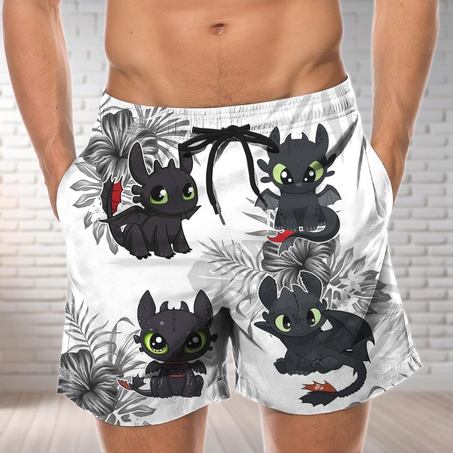 Toothless Button Shirt And Shorts, Disney Night Fury Hawaiian Shirt, How To Train Your Dragon Shirt, Swim Shorts, Summer Beach Shirt