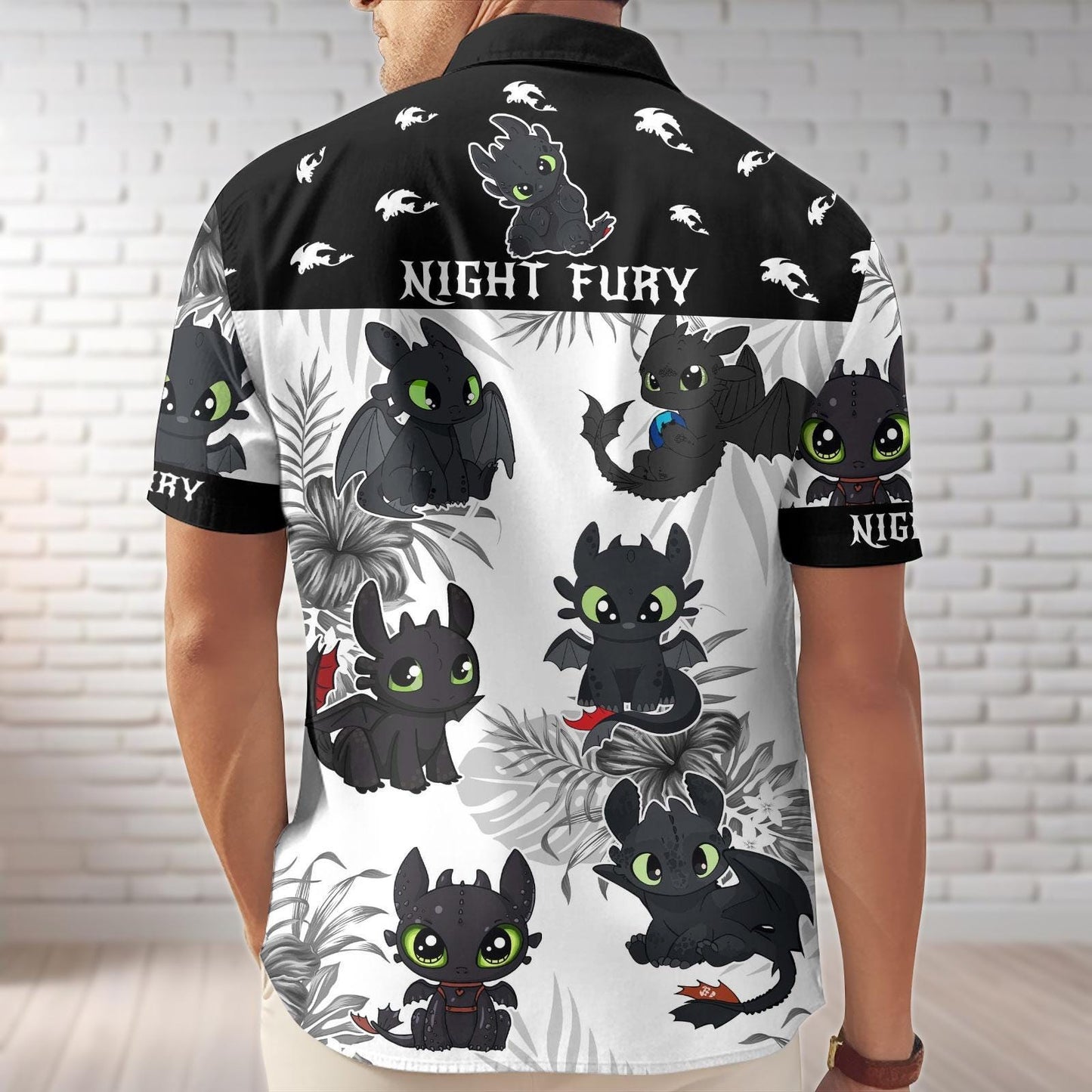 Toothless Button Shirt And Shorts, Disney Night Fury Hawaiian Shirt, How To Train Your Dragon Shirt, Swim Shorts, Summer Beach Shirt