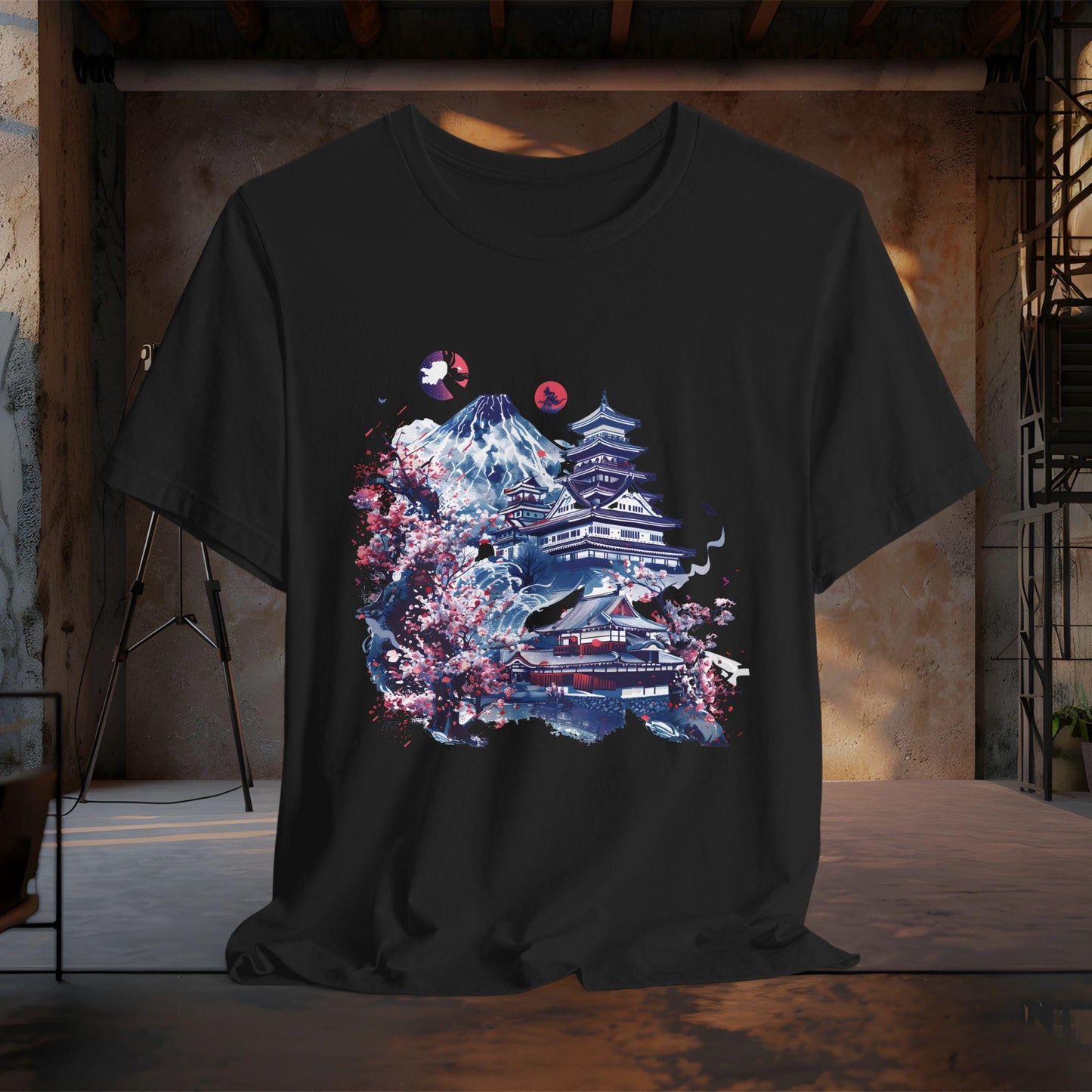 Anime-Inspired Japan Tee | Mount Fuji & Cherry Blossom Art | Aesthetic Japanese Graphic Shirt | Vintage Japan Streetwear