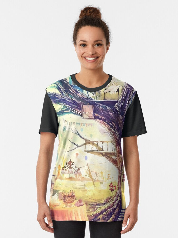 Fantasy Tree House Graphic T-Shirt
