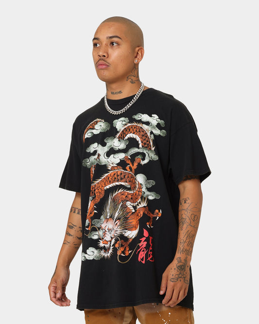 American Thrift Ryu Dragon Vintage T-Shirt Washed Black
