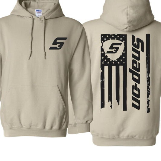 #SNAP-ON Hoodie â€“ Distressed American Flag Design with Snap-On Tools Logo â€“ Durable and Stylish Hoodie for Tool Enthusiasts â€“ Unisex for Men and Women