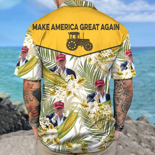 Trump 2025 Make Tractor Great Again Hawaiian Shirt MAGA Merch Gifts For Farmers