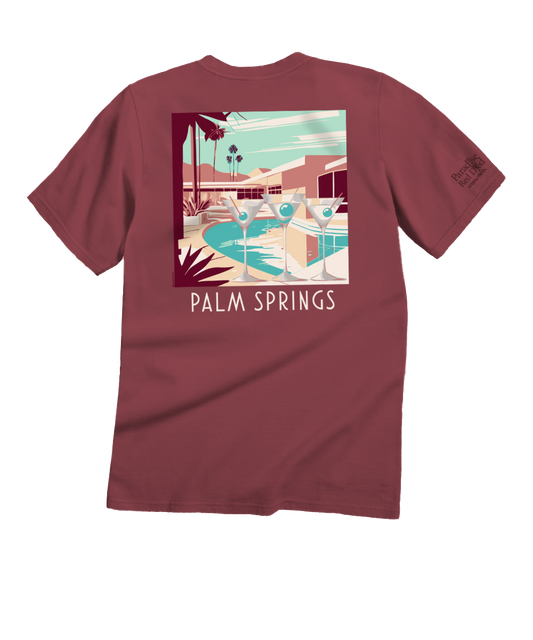 Martini Pool Party - Paradise Red Dyed Short Sleeve Crewneck T-Shirt