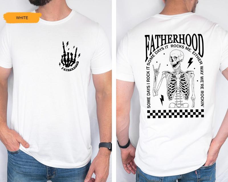 Fatherhood Shirt Dad Shirt Funny Skeleton Dad Shirt Rocker Dad Gifts Retro Fathers Day Shirt Gift For Husband Daddy Tee Cool Dad Shirt TK43GN