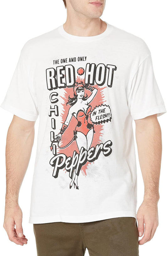 Red Hot Chili Peppers Unisex-Adult Standard Official Devil Girl White