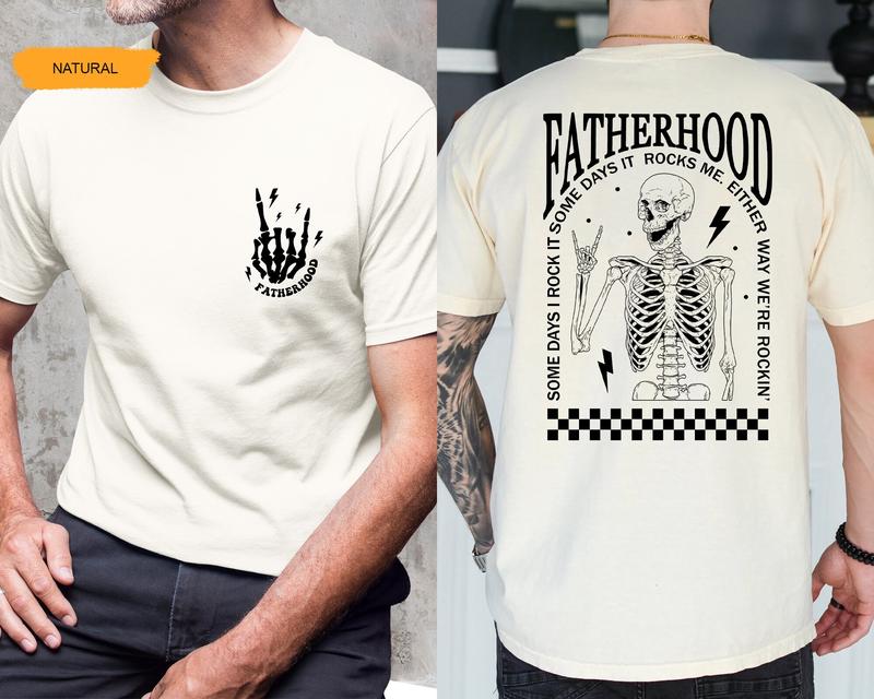 Fatherhood Shirt Dad Shirt Funny Skeleton Dad Shirt Rocker Dad Gifts Retro Fathers Day Shirt Gift For Husband Daddy Tee Cool Dad Shirt TK43GN