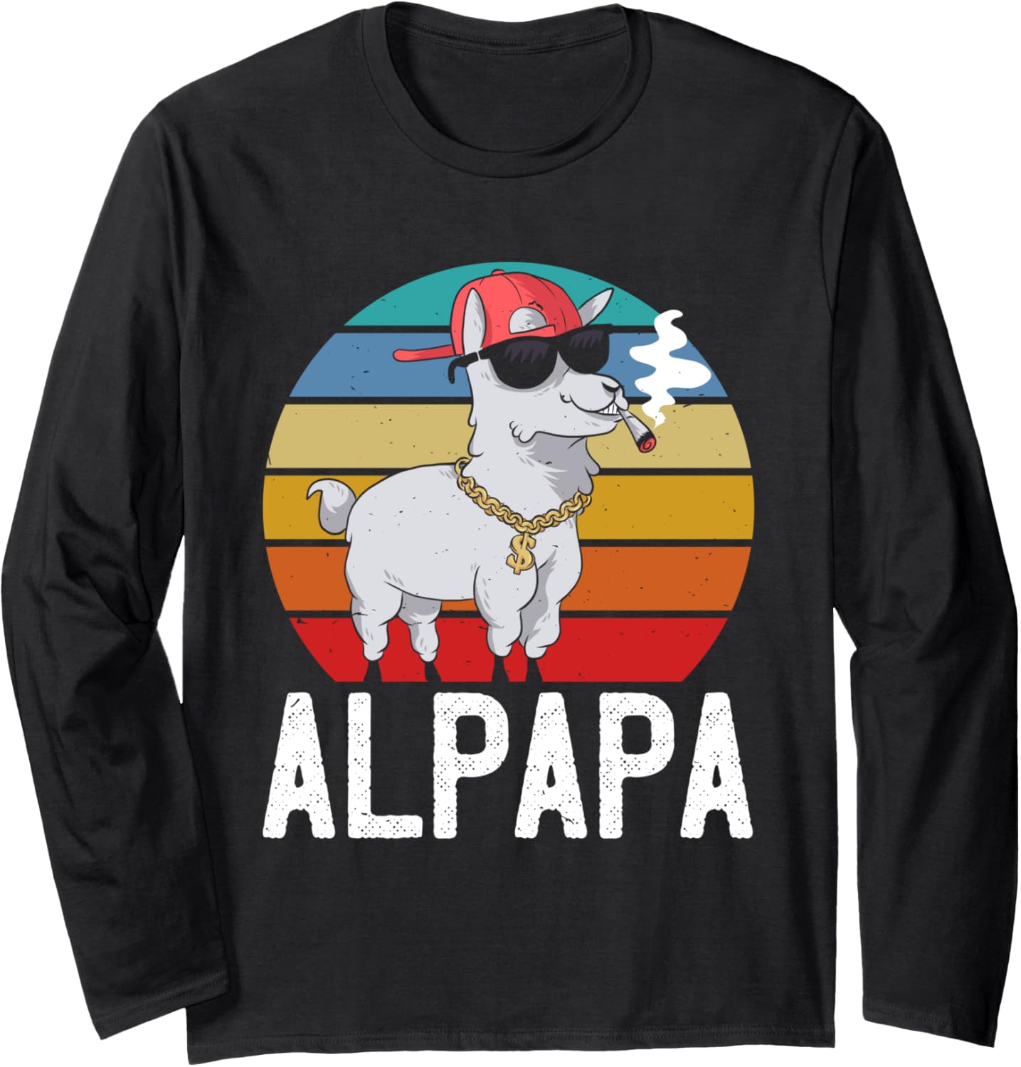 Fathers ALPAPA Retro Llama Funny Alpacas Long Sleeve