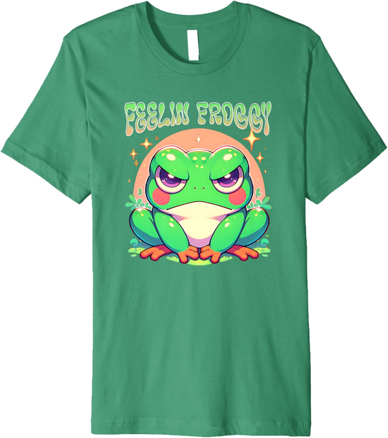 Grumpy Face Angry Frog Feelin Froggy Anime Style Girls Premium