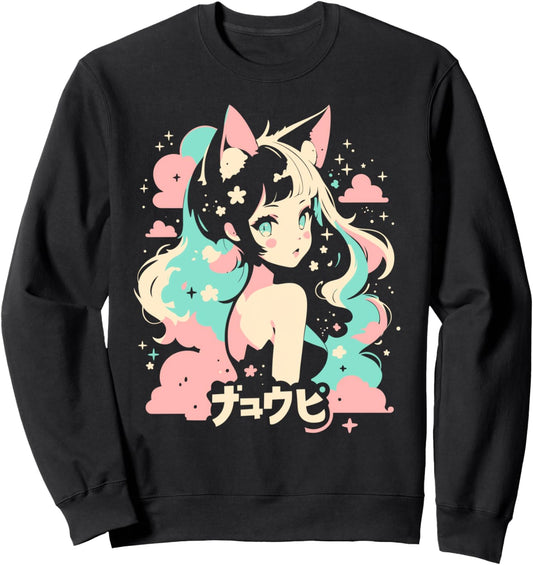 Anime Waifu Cute Anime manga Cat Girl Sweet Retro Japan Sweatshirt