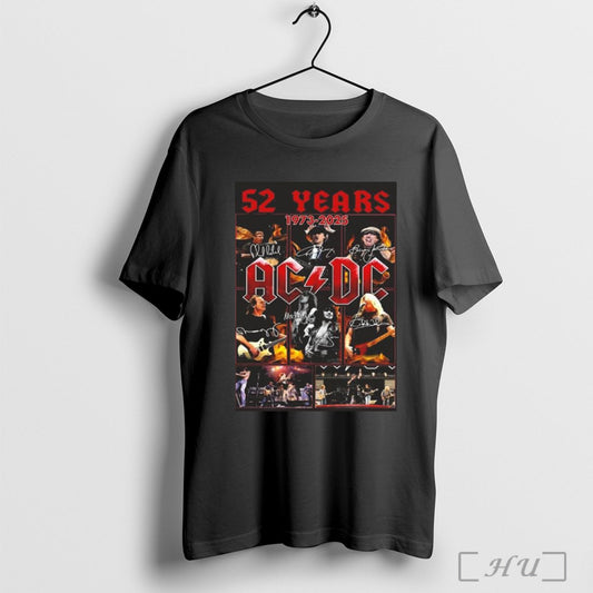 Acdc Rock Band 52 Years Anniversary 1973 2025 Signatures T Shirt Sweatshirt